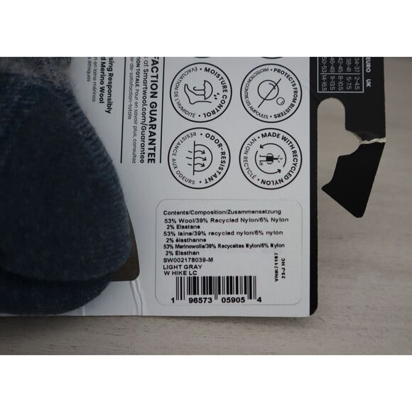 SmartWool Women Sz M Gray Castle Peak Pattern Hike Light Cushion Mid Crew Socks - Picture 3 of 6